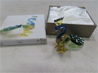 PIER ! boxed 3" Art Glass PEACOCK Figure