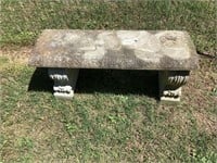 Large Concrete Bench with Ornate Legs