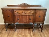 Mid Century Carved Buffet Sideboard