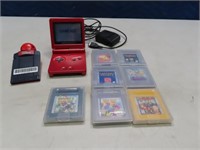 Red Gameboy Advance SP + Camera + (7) Games