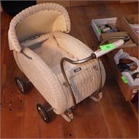 VINTAGE WICKER BABY BUGGY