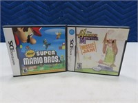 (2) Nintendo DS Games in Cases w/ Books MARIO & HM