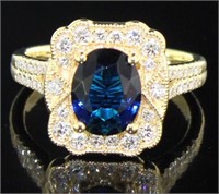 Elegant 2.07 ct Sapphire & VS Lab Diamond Ring