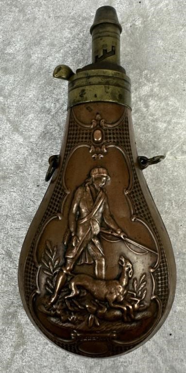 Vintage Brass & Copper Adjustable Powder Flask