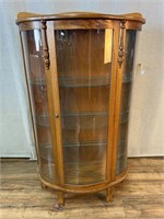 Vintage Oak Bowfront Curio Cabinet