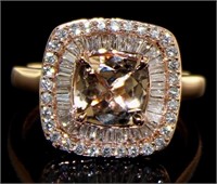 14K Rose Gold 1.75 ct Morganite and Diamond Ring