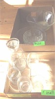 2 BL- GLASS BOWL, SALAD SET,  CARAFE & GLASSES