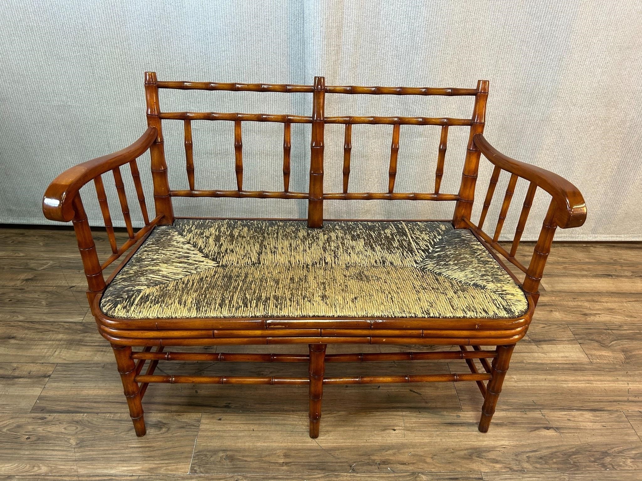Sarreid Faux Bamboo & Rush French Style Settee