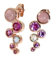 Natural Amethyst Rose Quartz & Opal Earrings