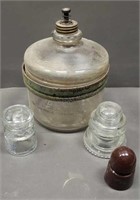 Antique Kerosene Jug/ Insulator/Glass Insulators
