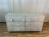Modern Light Grey & Chrome 6 Drawer Dresser