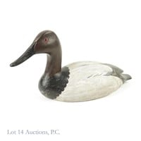 "Chas." Charles Moore Carved Canvasback Duck Decoy
