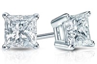 14k Gold 2.55 ct Princess Cut Lab Diamond Earrings
