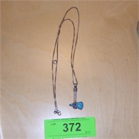 STERLING CHAIN W/ STERLING & TURQUOIS TOMAHAWK >>>