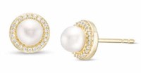 Elegant Pearl & Diamond Stud Earrings