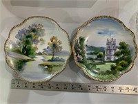 lot of 2 vintage wall plates with scenes