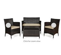 4pc rattan patio set chair bench table
