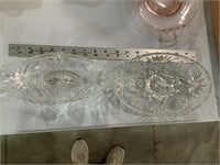 lot of 2 cut glass oblong dishes