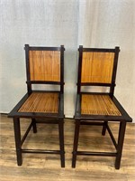Pair Bamboo Bar Chairs