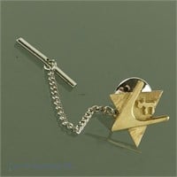14k Yellow Gold Star of David Chai Tie Tack Pin