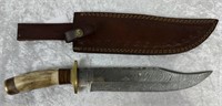 Custom Made Damascus Blade Bowie Knife
