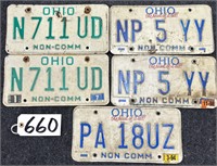 5 Non-Comm Ohio License Plates