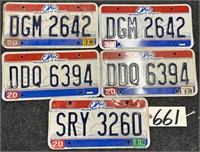 5 Ohio License Plates 2 Matching Sets