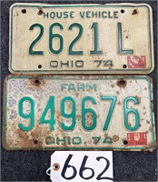'74 House Vehicle and Farm Ohio License Plates