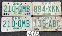 4 Ohio License Plates