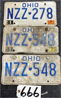 3 Ohio License Plates 1 Matching Set