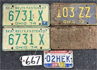 5 Ohio License Plates '74 '72 '51