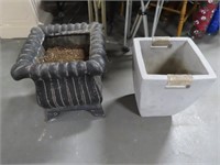 (2) Nice Outdoor 15"ish Planters Cement & Poly