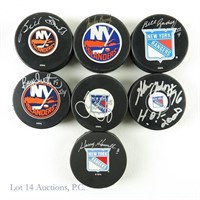 New York Rangers & Islanders Signed Hockey Pucks