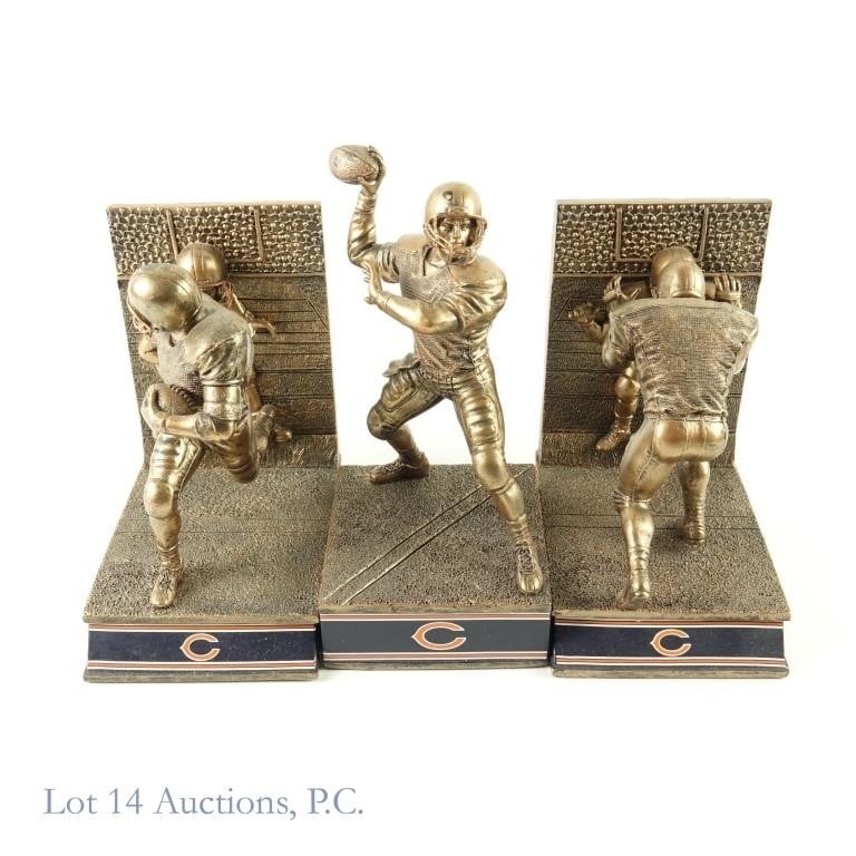 Chicago Bears LtdEd 3 pc Cold-Cast Bronze Bookends