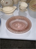 oval pink depression glass bowl