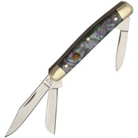 Hen & Rooster Abalone Stockman Knife
