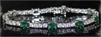 15.00 ct Emerald & White Topaz Heart Bracelet