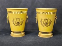 (2) FRENCH PAINTED TOLE CACHEPOT PLANTERS