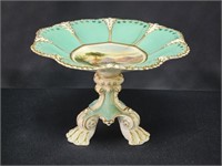ANTIQUE ENGLISH HAND-PAINTED COMPOTE