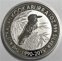 1990-2015 Kookaburra 1 Ounce .999 Silver