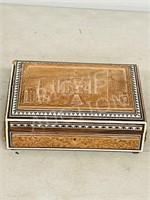 African carved wood trinket box & perfume bottle