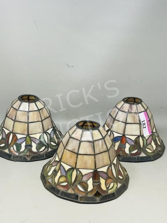 3 lead glass lamp shades - 5.5" x 8.5" wide