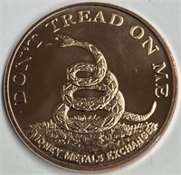 Don't Tread On Me 1 Ounce .999 Copper Round
