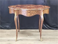 ANTIQUE FRENCH INLAID TURTLE TOP WRITING TABLE