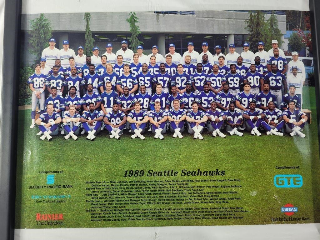 Vintage Seattle Seahawks 1989 team poster 14"x20"