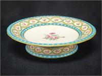 MINTON? TAZZA COMPOTE TURQUOISE FLOWER 2.25" TALL