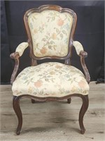 LOUIS XV STYLE FLORAL UPHOLSTERED DINING ARM CHAIR