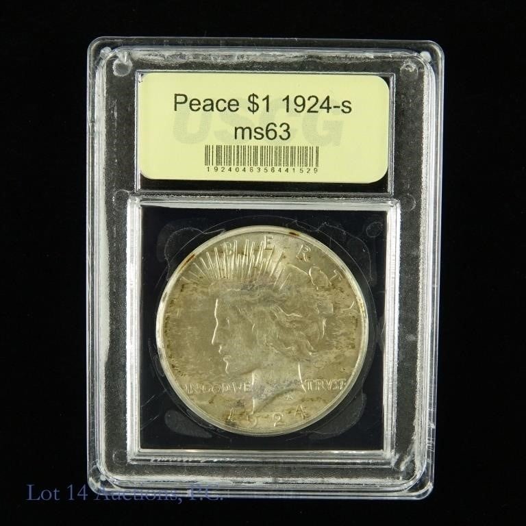 1924-S Silver Peace Dollar (USCG ms63)