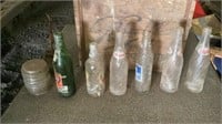 Old pop bottles w/wooden vintage crate, vintage