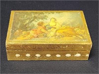 FLORENTINE WOODEN JEWELRY BOX WITH HINGED LID